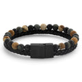Rebel & Rose Full Metal Combo 12 mm Autumn Storm leren armband - zwart