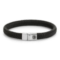 Rebel & Rose Full Metal Herringbone 9 mm Black Matt leren armband 9 mm - zwart