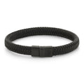 Rebel & Rose Full Metal Herringbone 9 mm Black Black leren armband 9 mm - zwart