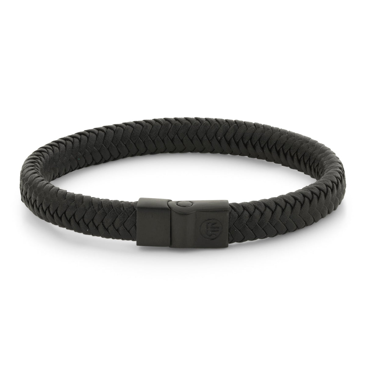 Rebel & Rose Full Metal Herringbone 9 mm Black Black leren armband 9 mm - zwart