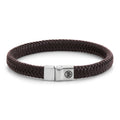 Rebel & Rose Full Metal Herringbone 9 mm Brown Matt leren armband 9 mm - bruin