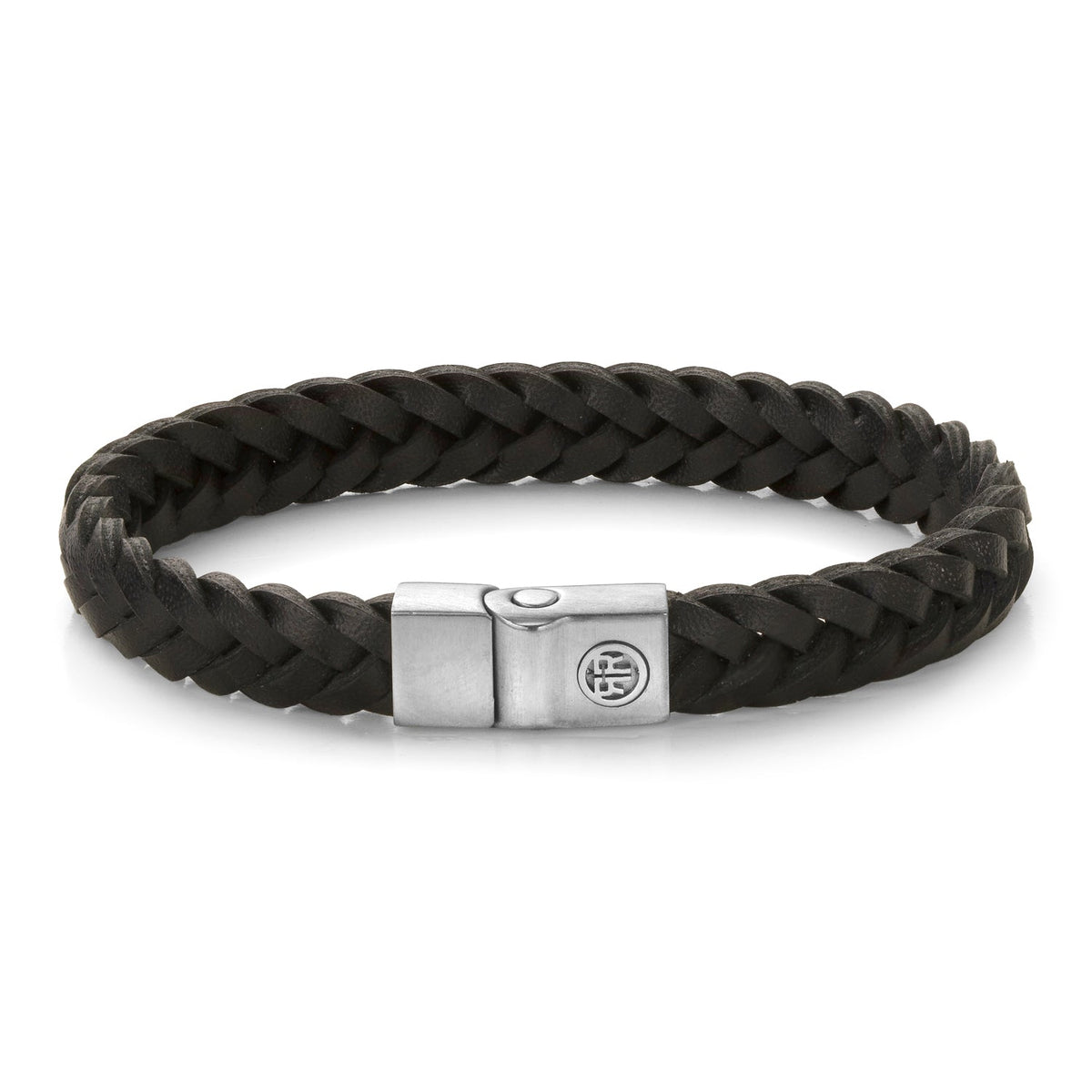 Rebel & Rose Full Metal Premium Braided 9 mm Black leren armband 9 mm - zwart