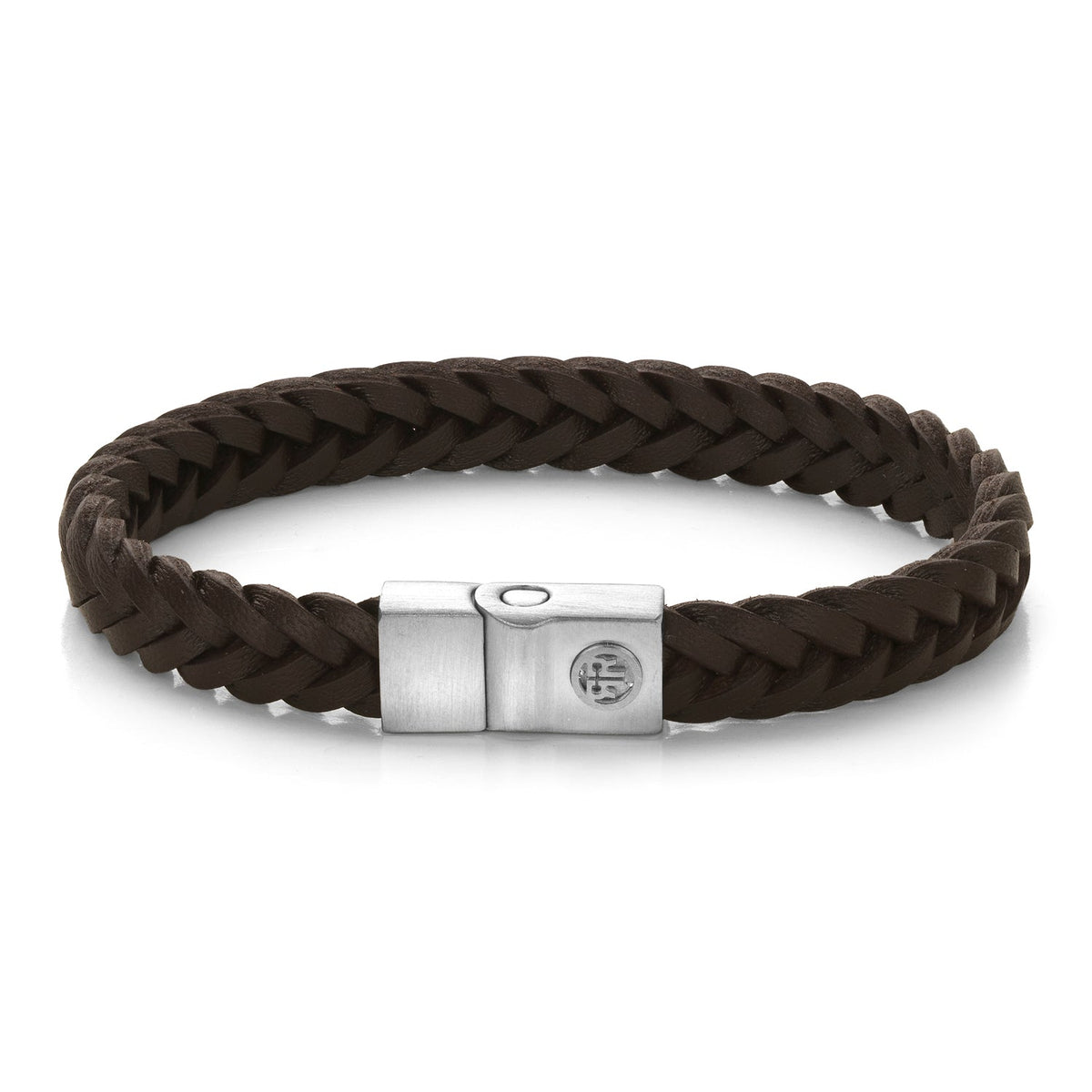 Rebel & Rose Full Metal Premium Braided 9 mm Brown leren armband 9 mm - bruin
