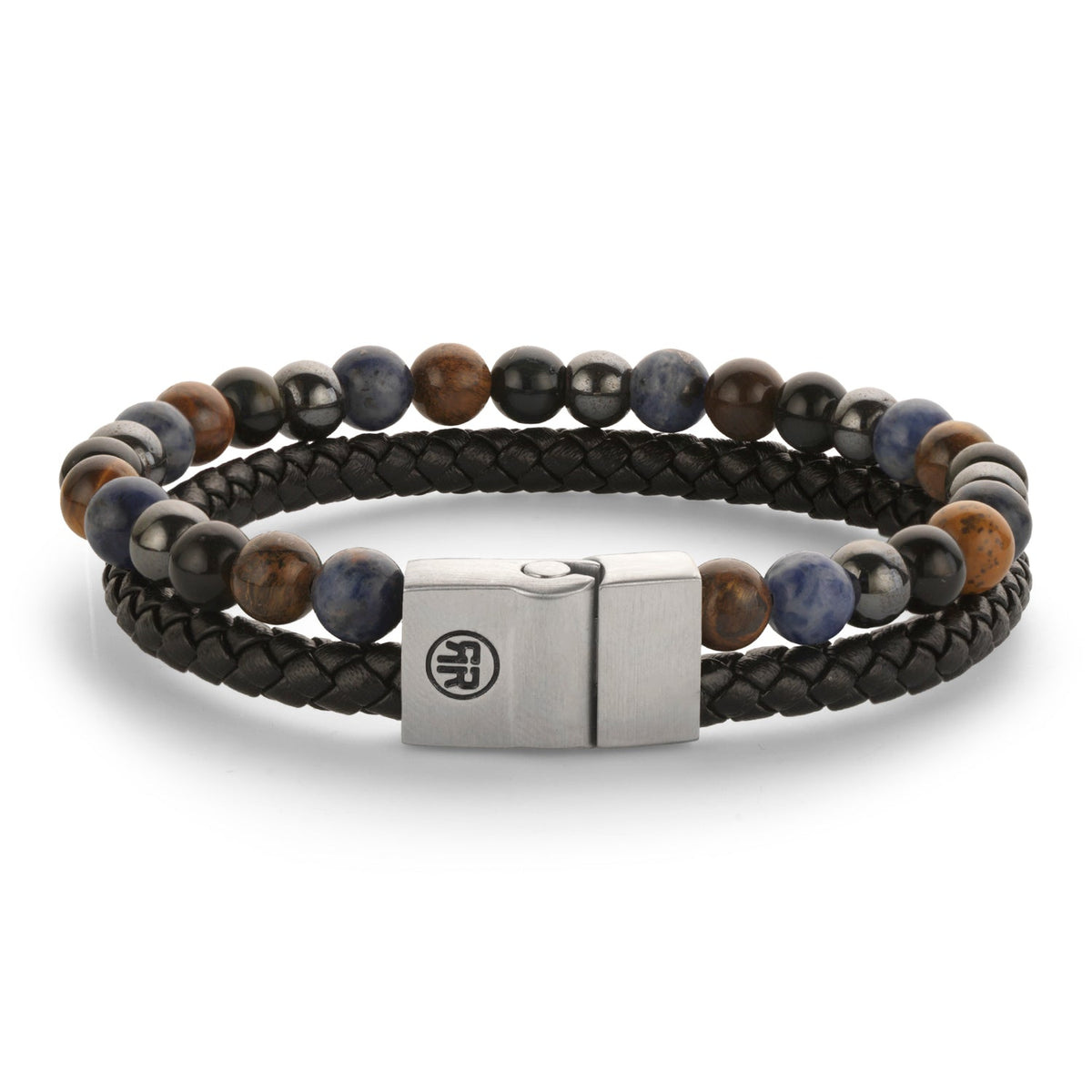 Rebel & Rose Full Metal Combo Blue Rain leren armband