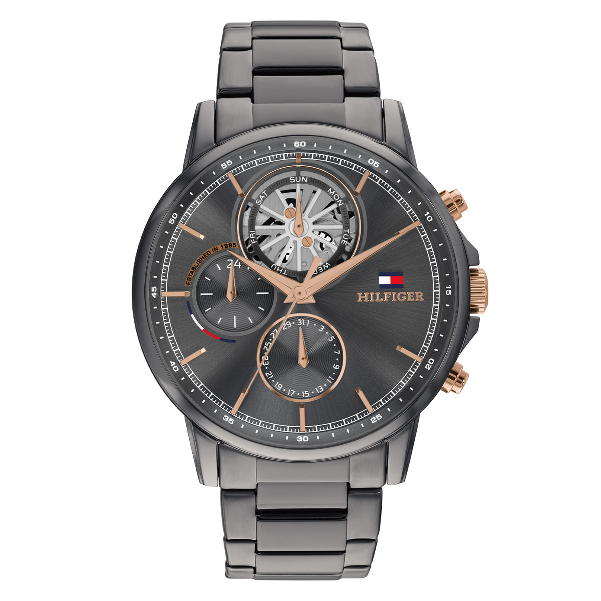 Tommy Hilfiger Stewart herenhorloge - grijs staal 44 mm