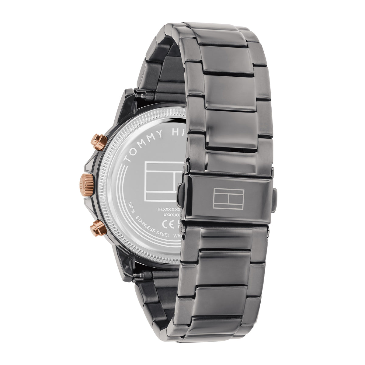 Tommy Hilfiger Stewart herenhorloge - grijs staal 44 mm - aanzicht 4