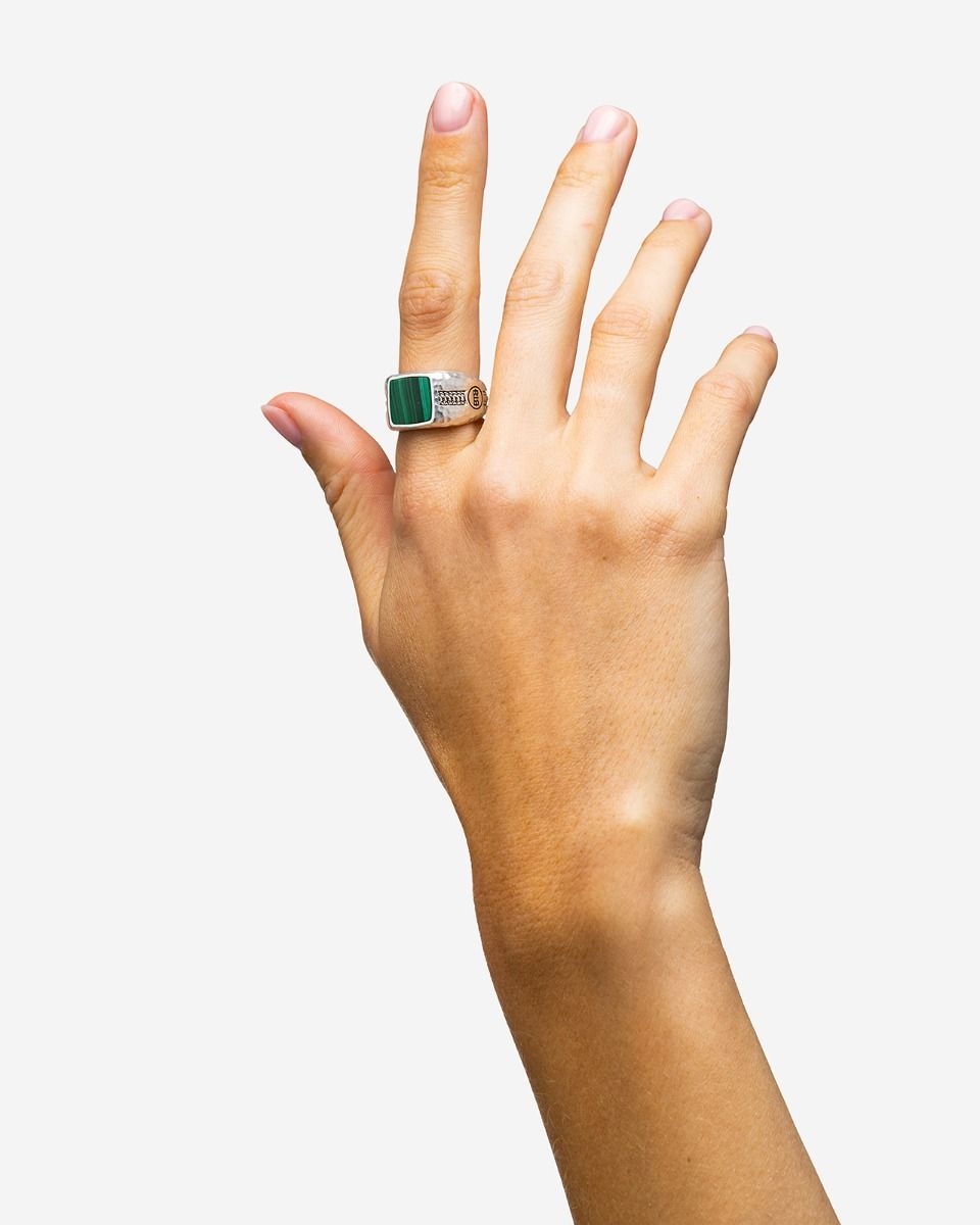 046MA 19 - Ring Tangguh Small Silver Malachite 001j02046E719