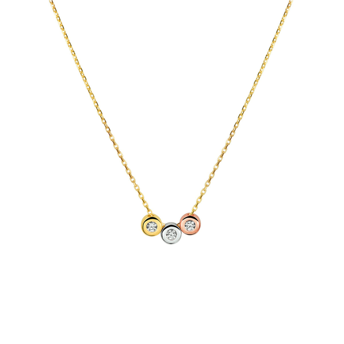 Collier tricolor zirkonia 1.0 mm 42 - 44 - 46 cm