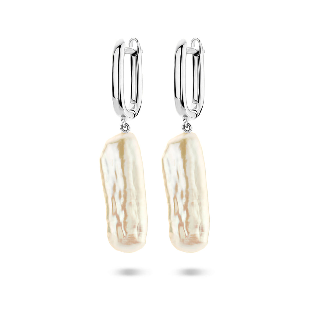 Zilver gerhodineerd klap creolen (scharnier)