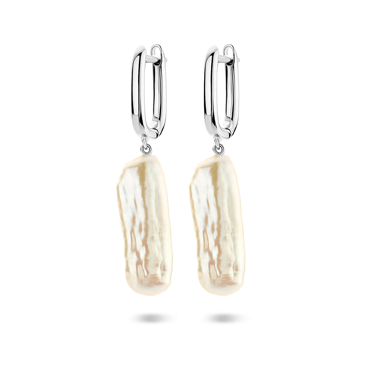 Zilver gerhodineerd klap creolen (scharnier)