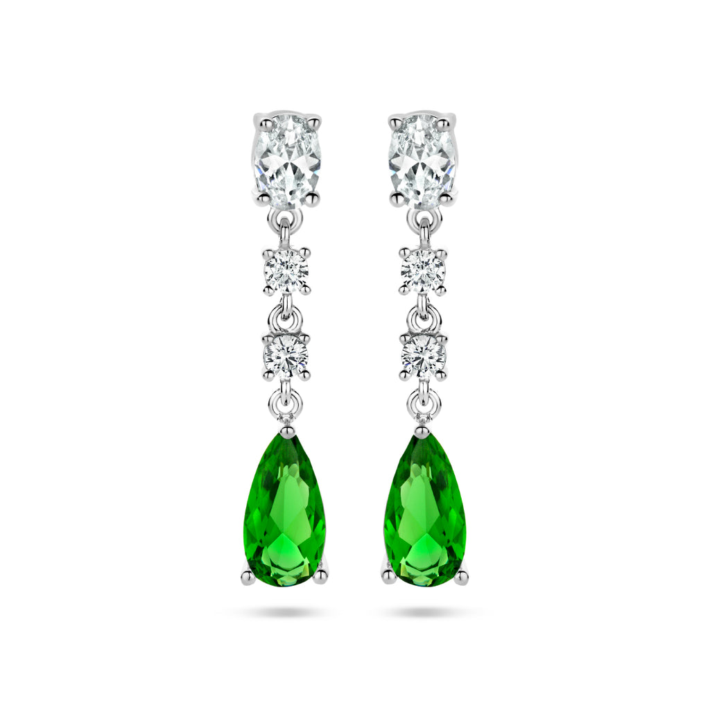Oorhangers wit en groen zirkonia