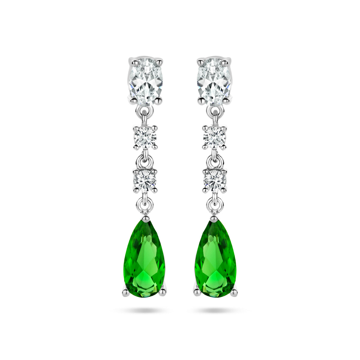 Oorhangers wit en groen zirkonia