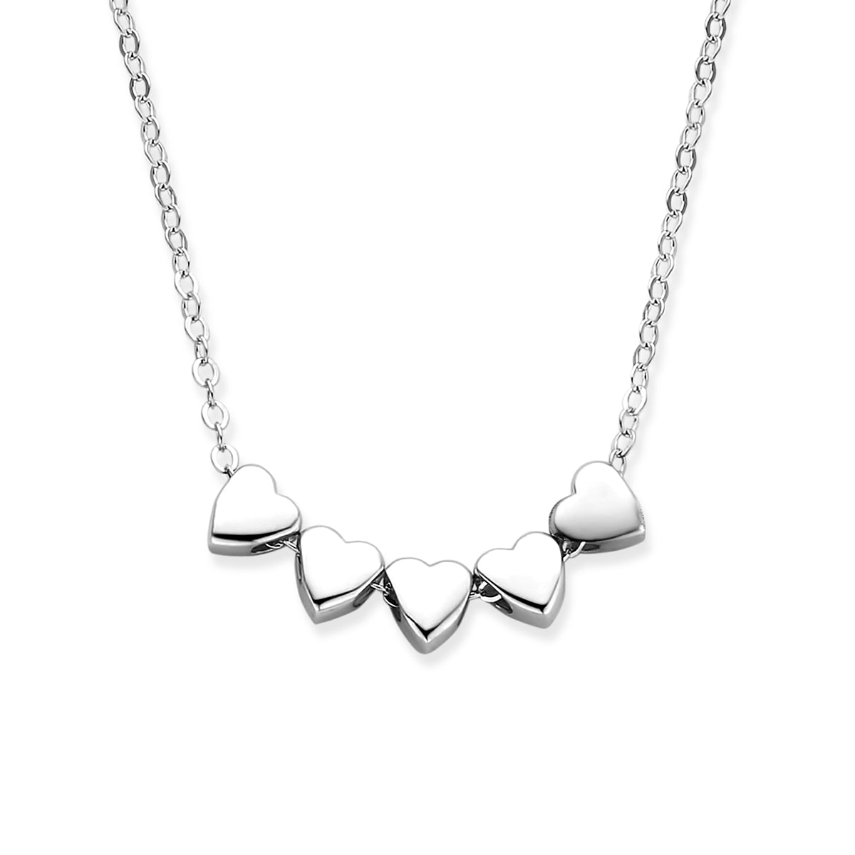 Collier 5 hartjes 41 + 4 cm
