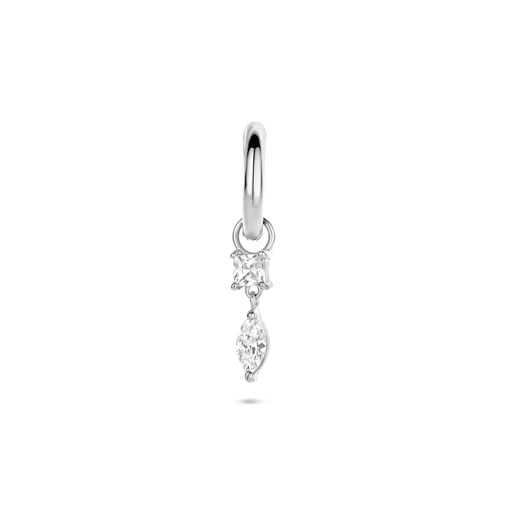 Zilver gerhodineerd oorringen m.hang/bol/steen enz