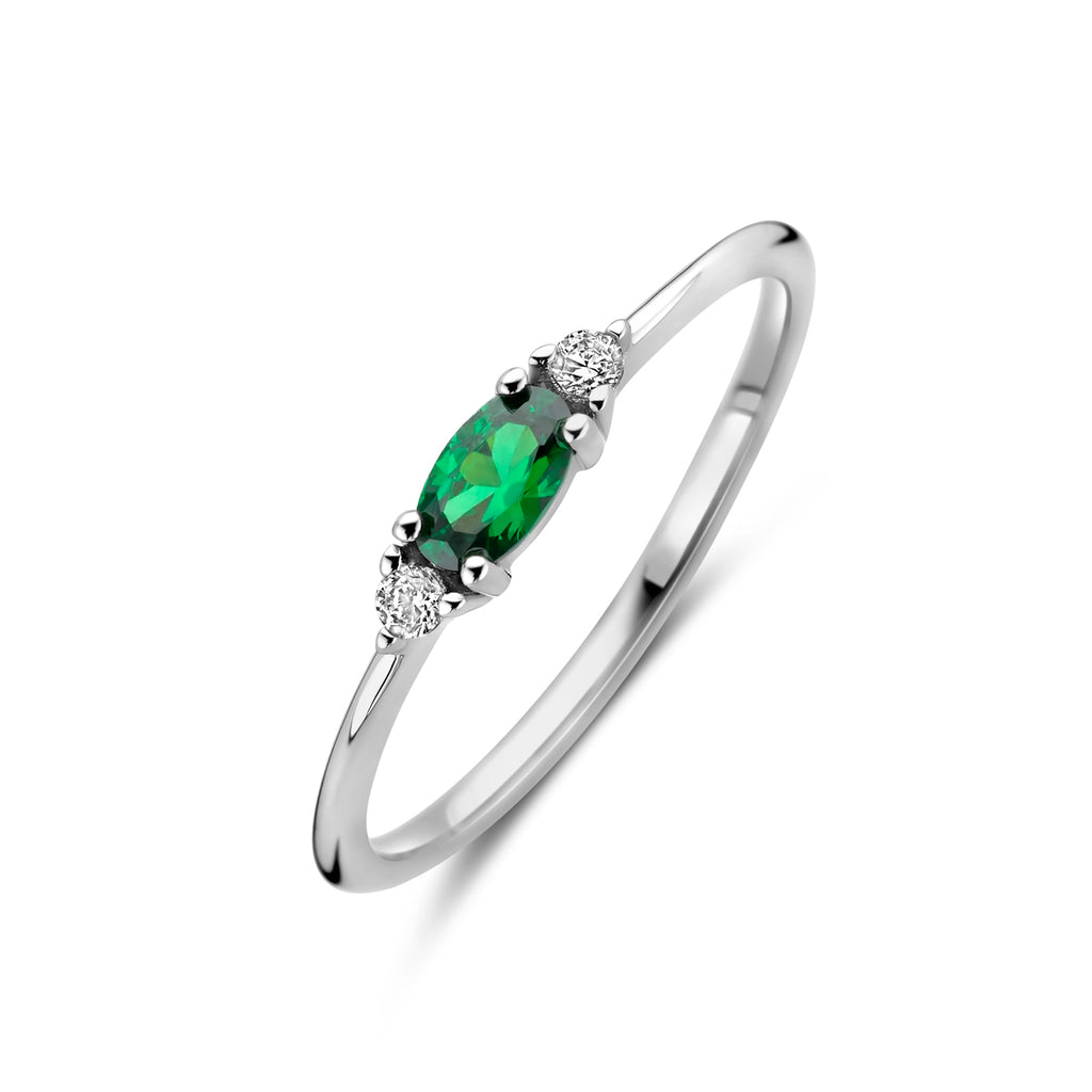 Ring wit en groen zirkonia