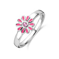 Ring bloem roze zirkonia