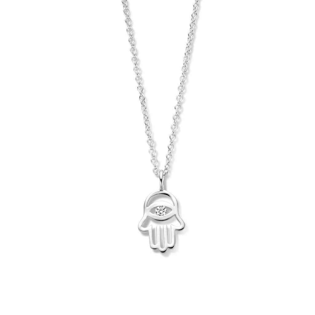 Collier handje van fatima en zirkonia 41 + 4 cm