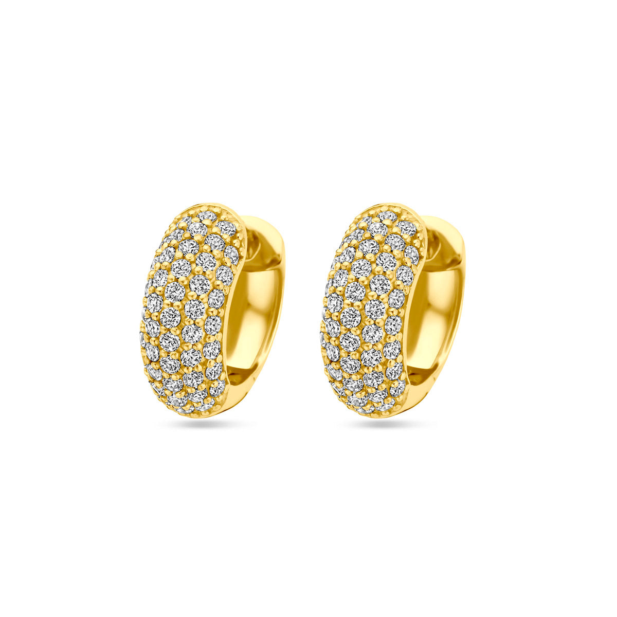 Gold plated klapoorringen met zirkonia