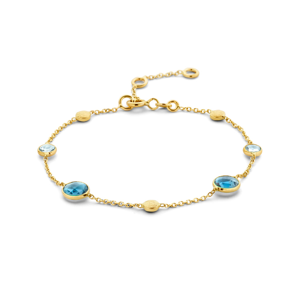 Armband london blue en blauw topaas en rondjes 16 - 17.5 - 19 cm