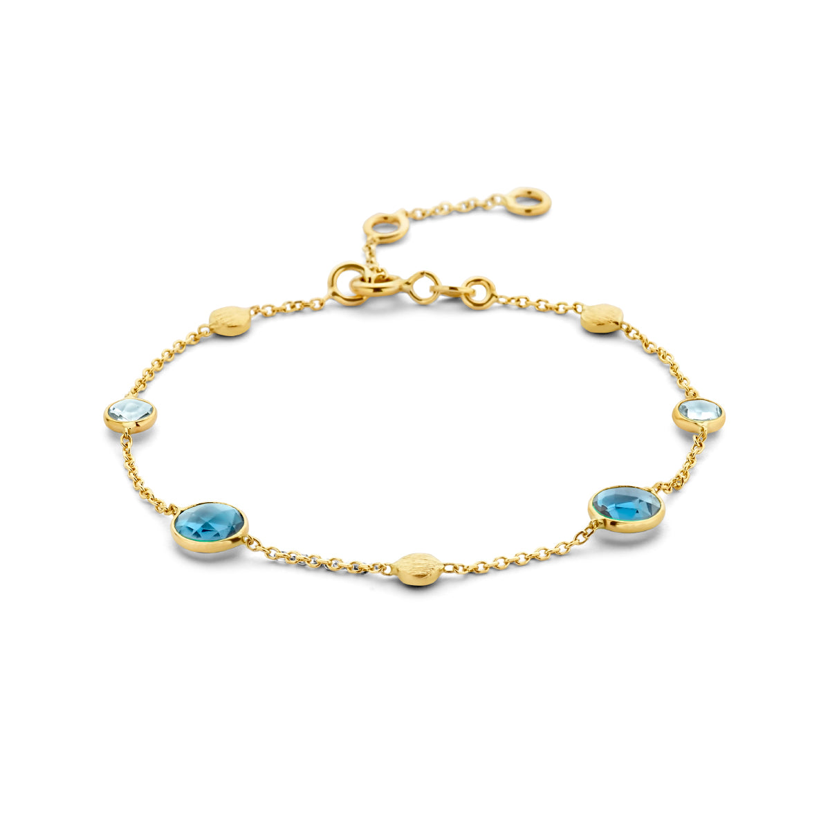 Armband london blue en blauw topaas en rondjes 16 - 17.5 - 19 cm