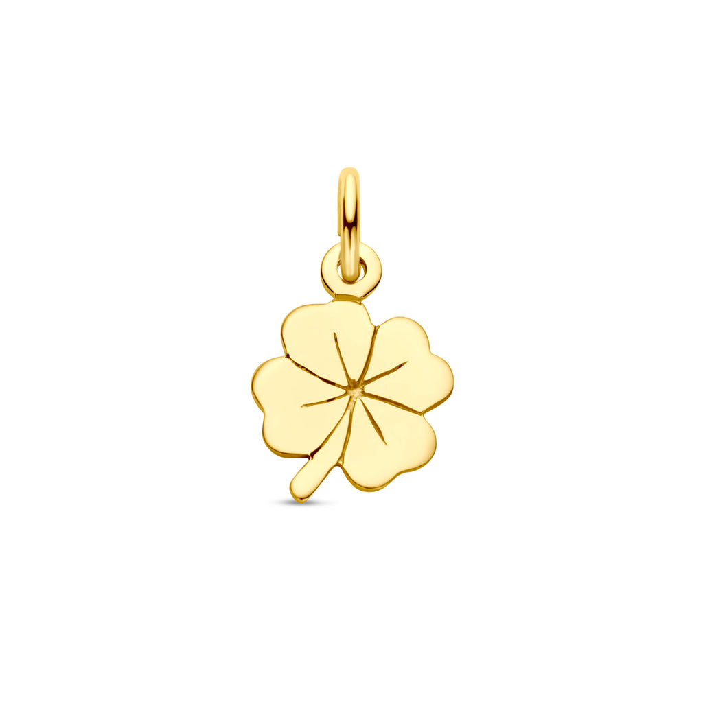 Gouden hanger klavertje 10mm
