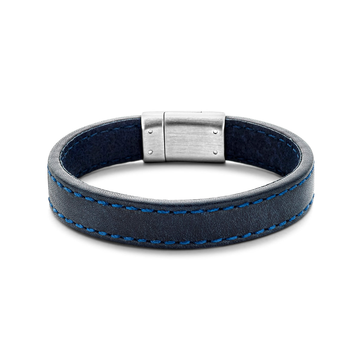 Armband leer donkerblauw 12.5 mm