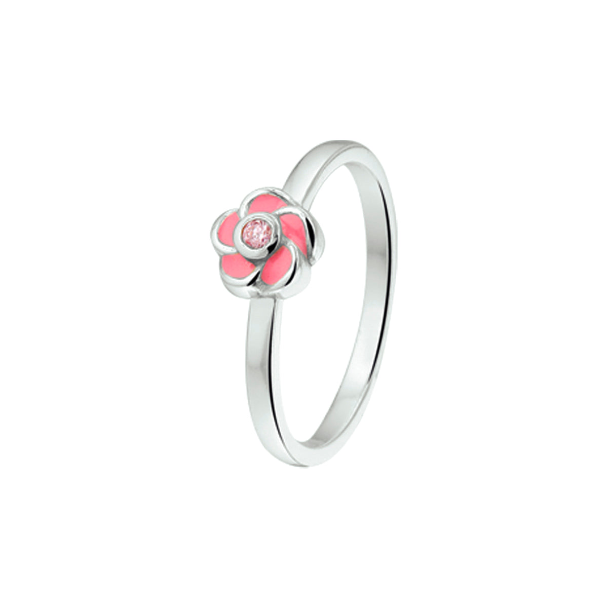 Ring bloem en roze zirkonia