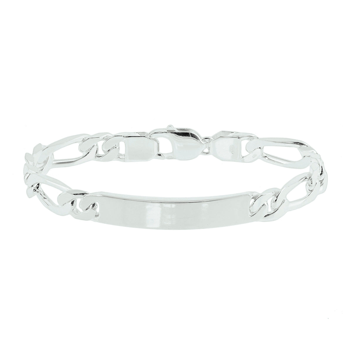 Graveerarmband figaro plaat 8 mm 21 cm