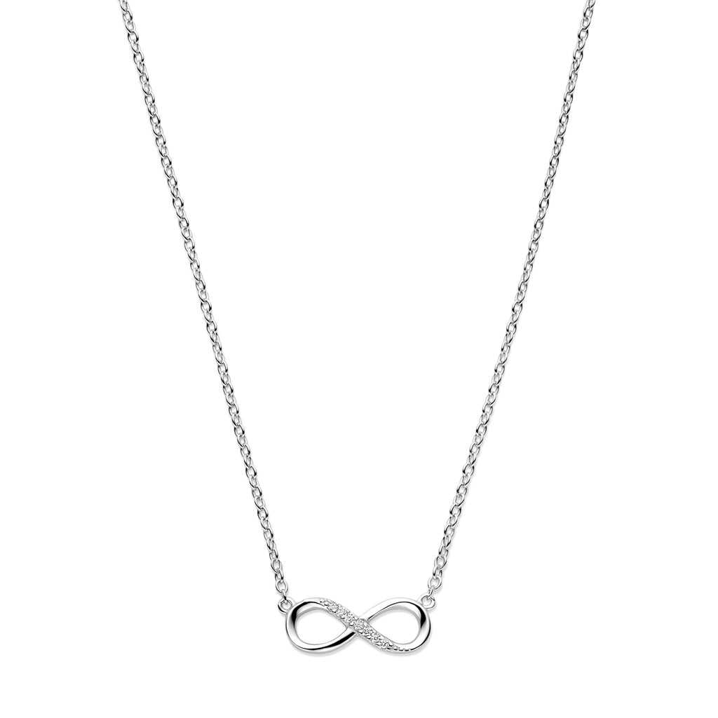 Zilveren infinity collier met zirkonia’s 41-45cm