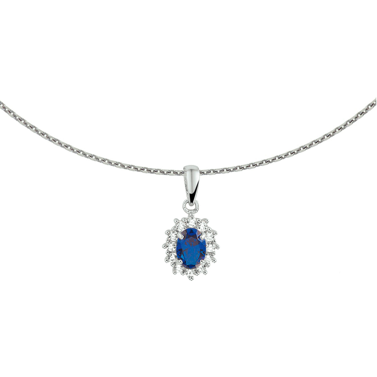 Collier zirkonia en synth. saffier 41+4 cm