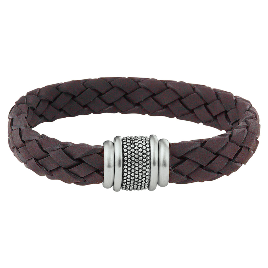 Armband leer donkerbruin