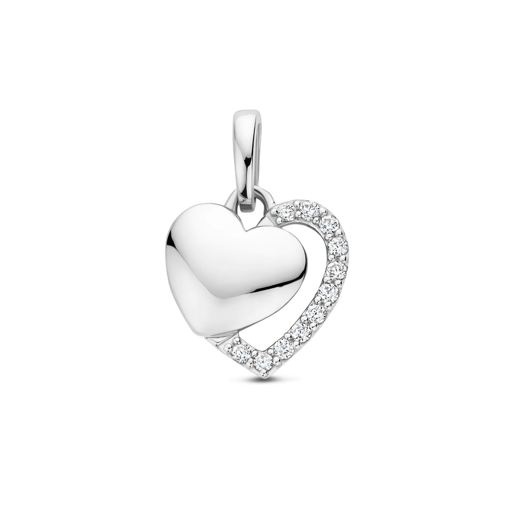Zilver gerhodineerd hartjes bedels