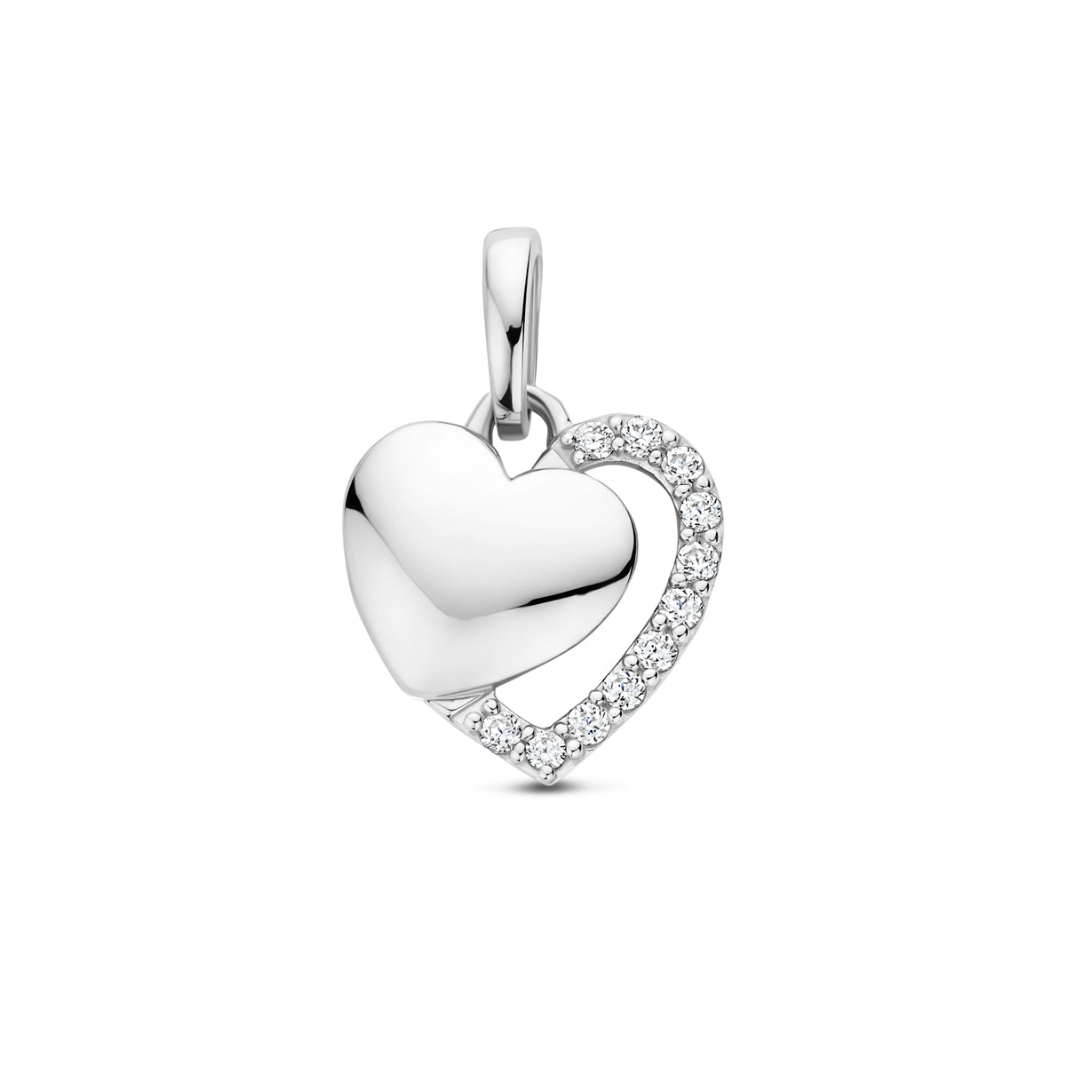 Zilver gerhodineerd hartjes bedels