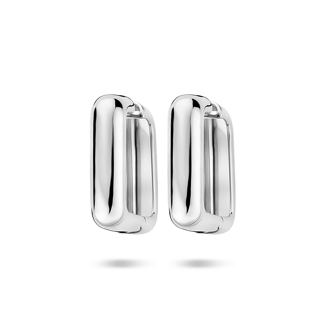 Zilver gerhodineerd klap creolen (scharnier)