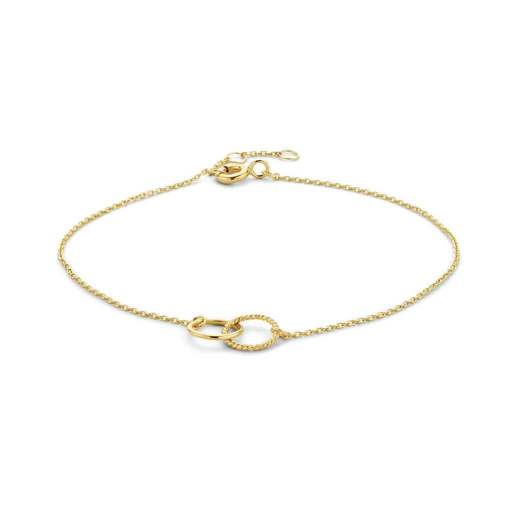 armband 14k goud| 2 rondjes | 0.8 mm | 16.5 - 17.5 - 18.5 cm