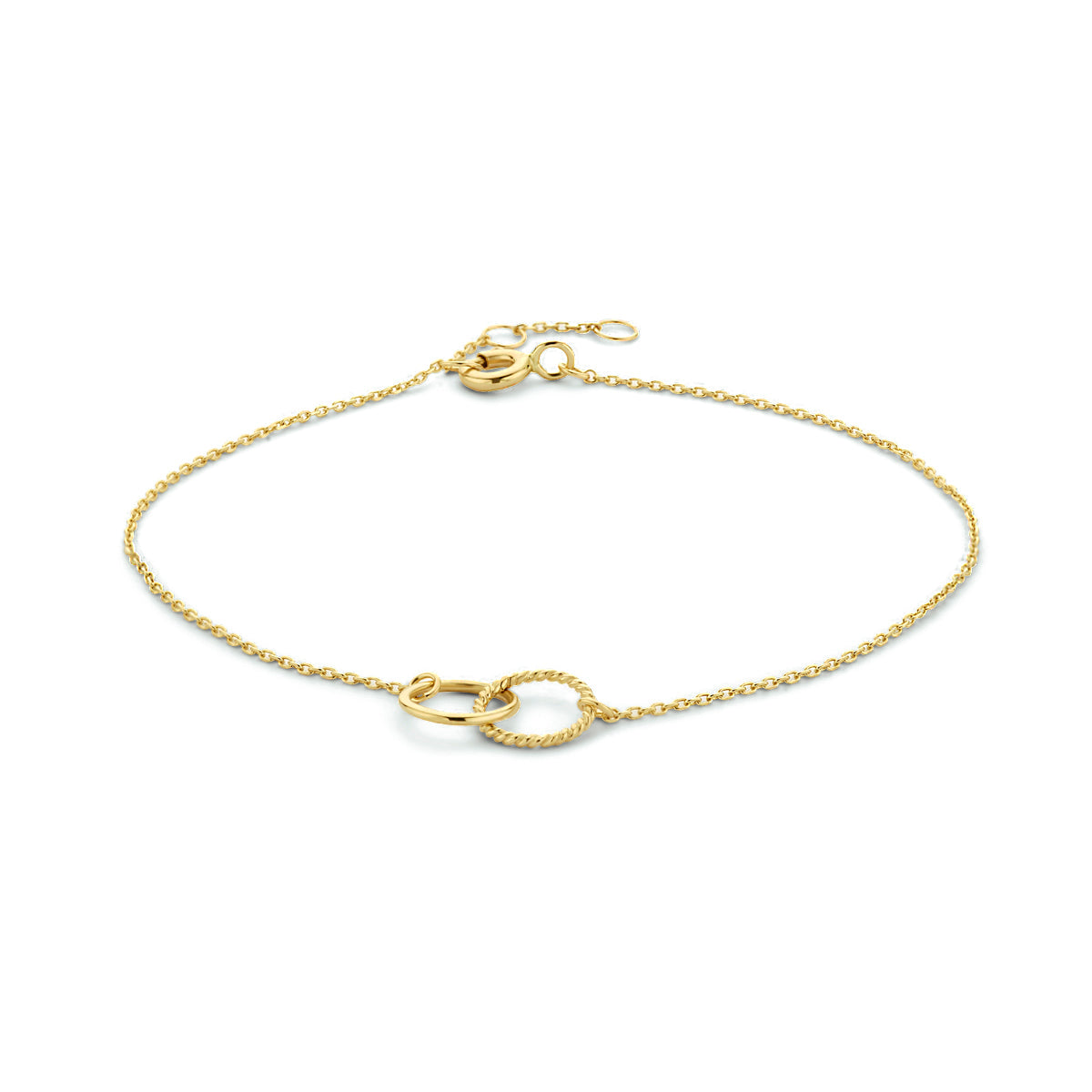 armband 14k goud| 2 rondjes | 0.8 mm | 16.5 - 17.5 - 18.5 cm