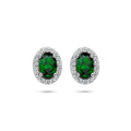 Oorknoppen groen en wit zirkonia halo