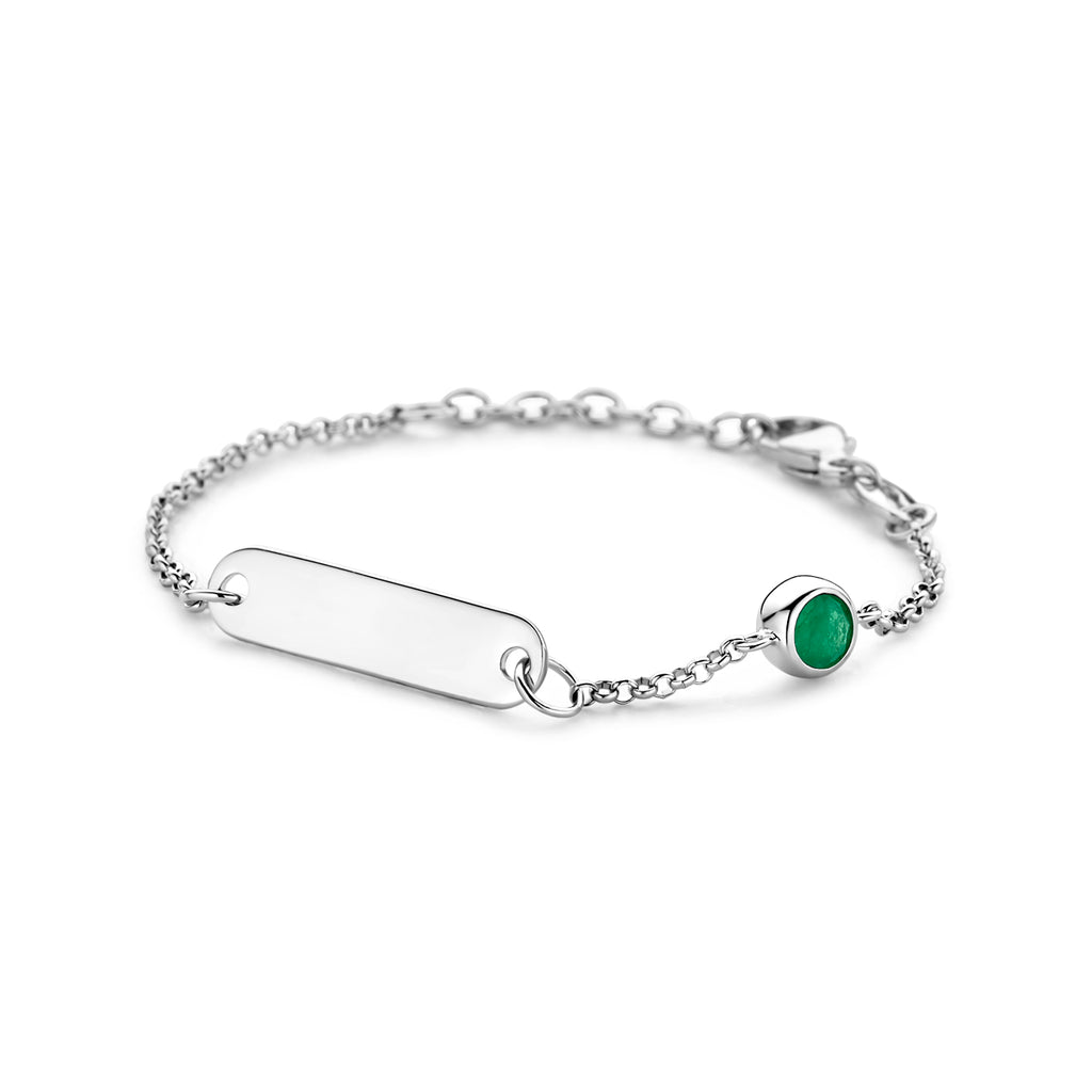Graveerarmband plaat 5.0 mm met geboortesteen 11 + 2 cm
