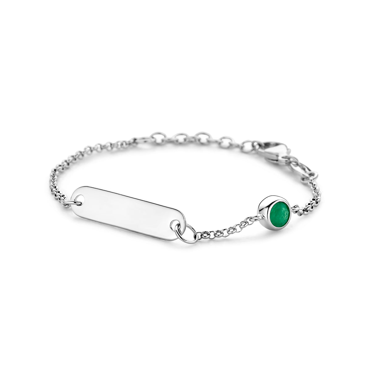 Graveerarmband plaat 5.0 mm met geboortesteen 11 + 2 cm
