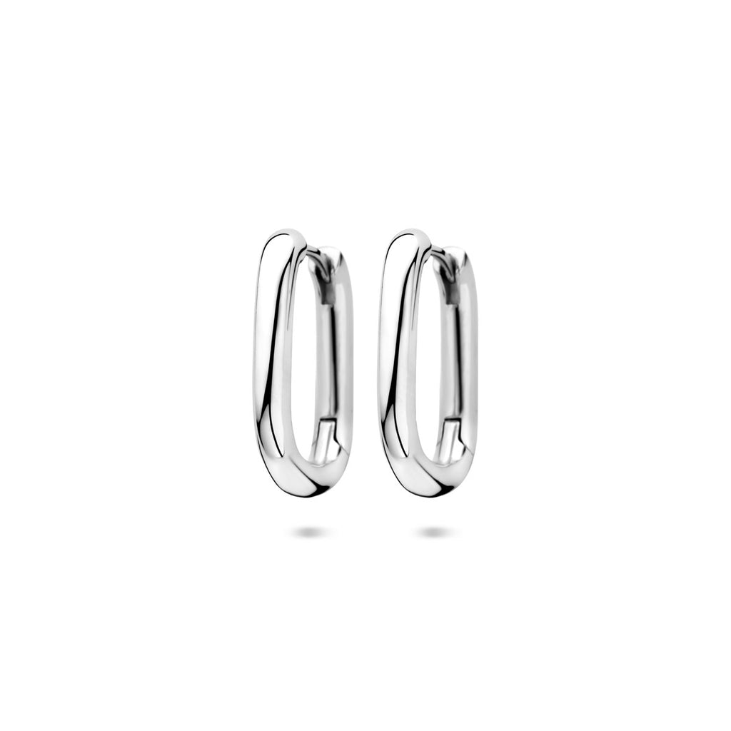 Zilver gerhodineerd klap creolen (scharnier)