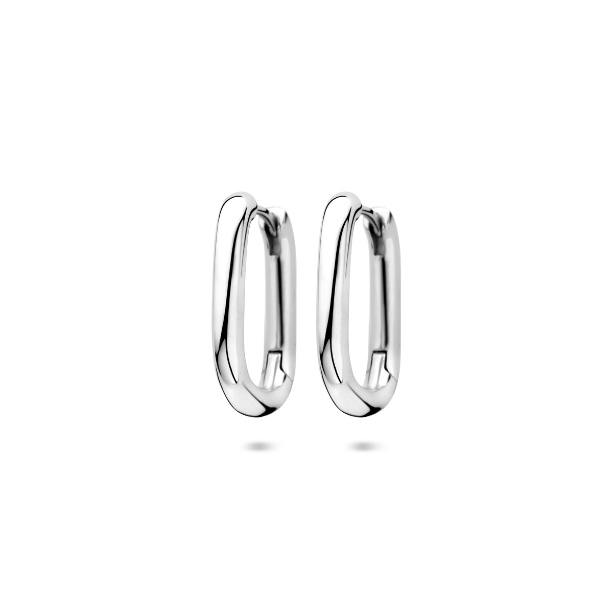 Zilver gerhodineerd klap creolen (scharnier)
