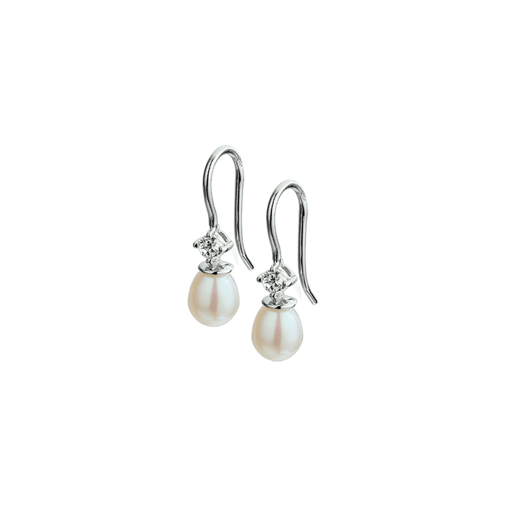 Oorhangers parel en zirkonia franse haak