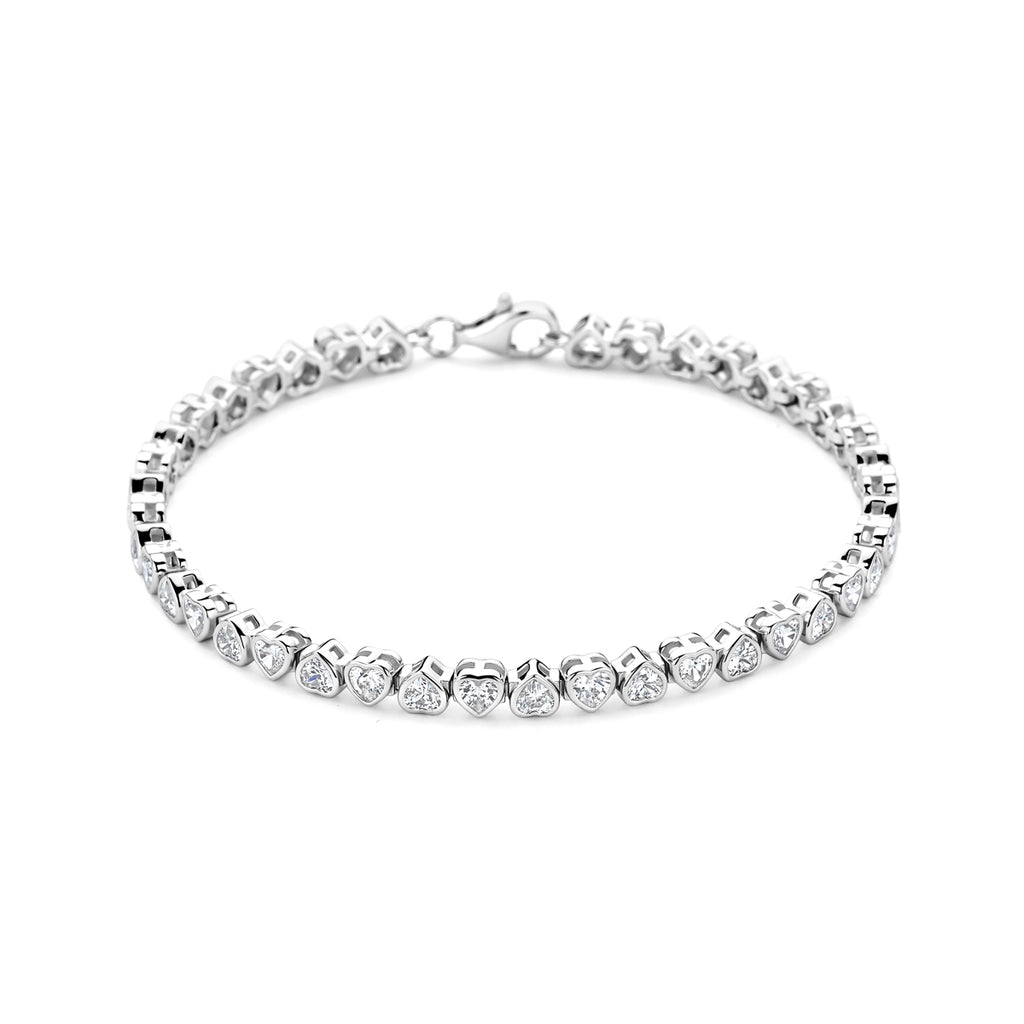 tennisarmband hartjes zirkonia 4 mm 18 cm