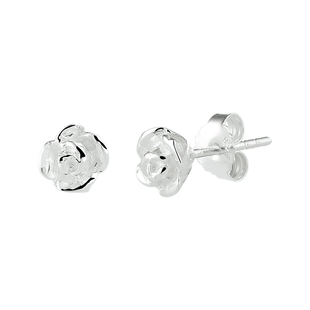 Oorknop dames zilver roos