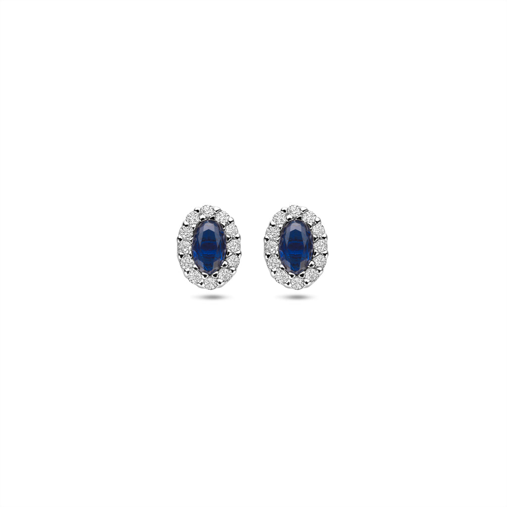 Oorknoppen saffier zirkonia 8 mm