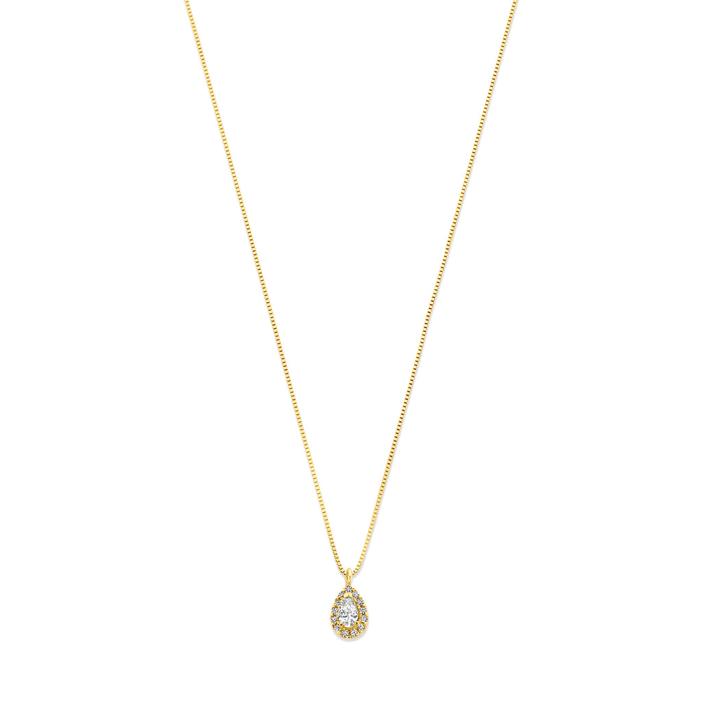Collier druppel en zirkonia 43 - 45 cm