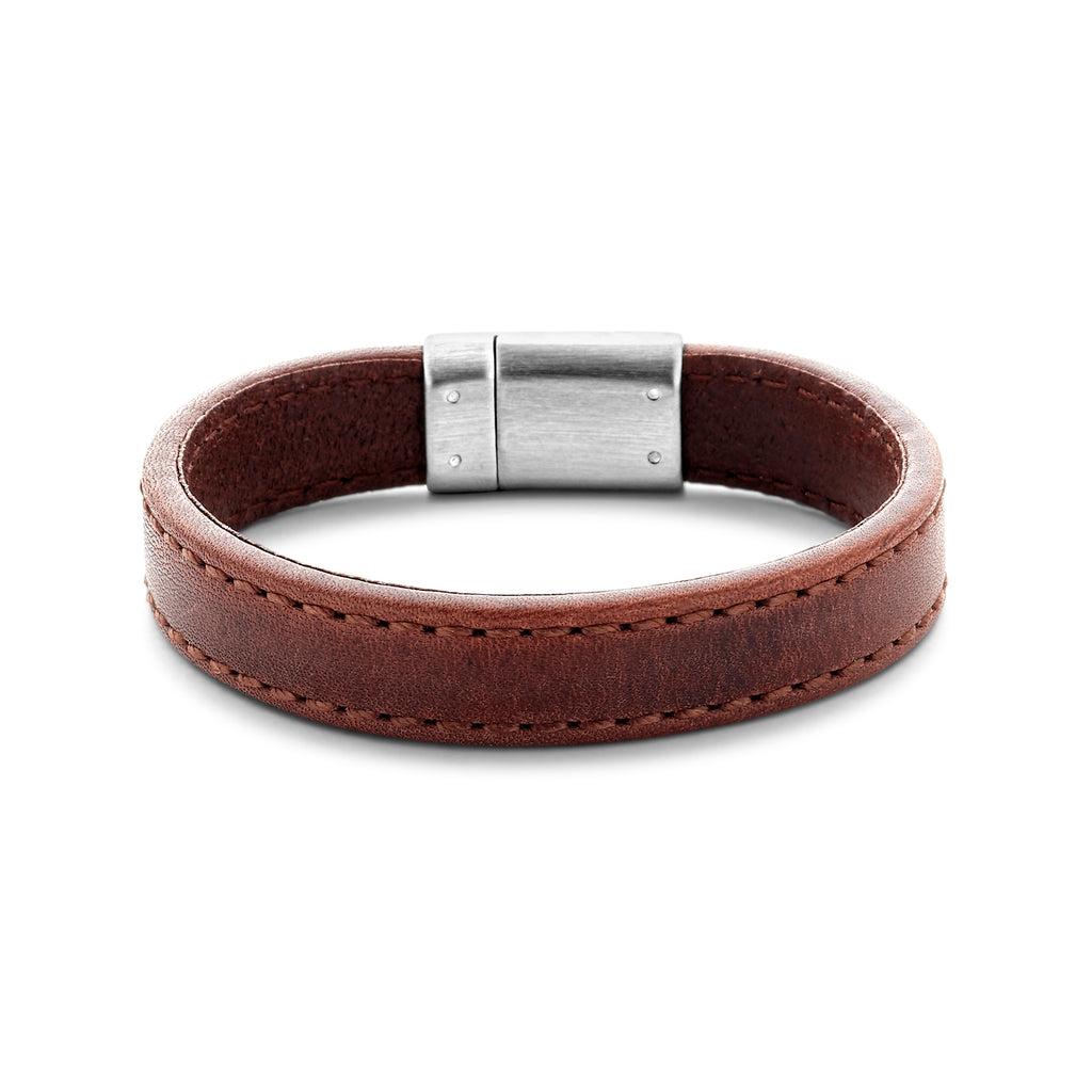 Armband leer donkerbruin 12.5 mm