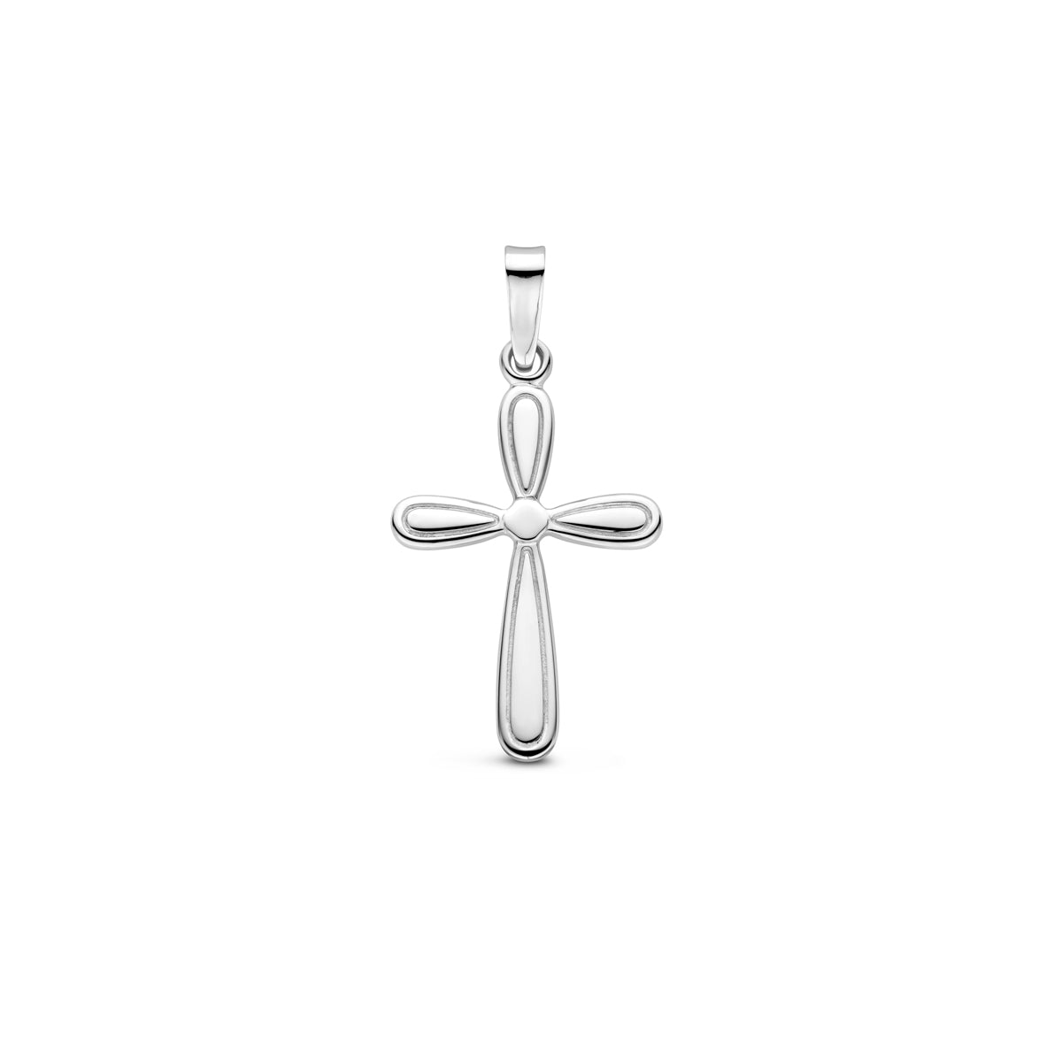 Zilver gerhodineerd kruis bedels