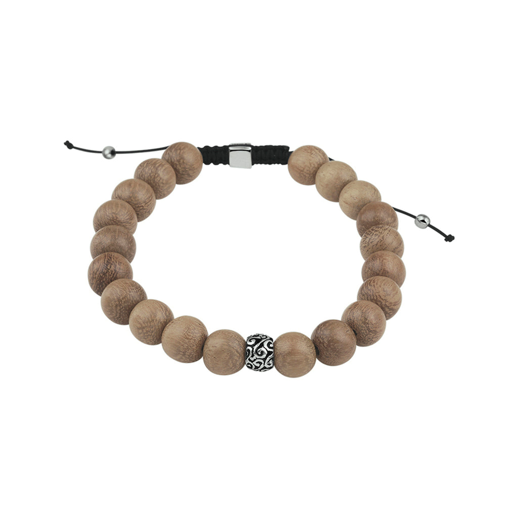 Kralenarmband lichtbruin hout 8.0 mm 19 - 26 cm