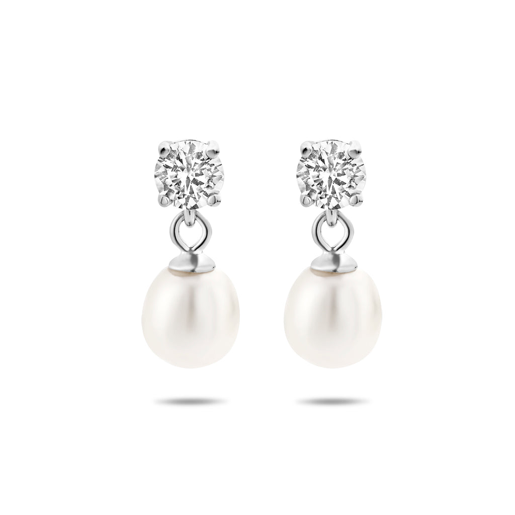 Oorhangers zirkonia en parel